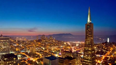 Night Time Lapse looking out over San Fransisco. Stock Footage 145355823
