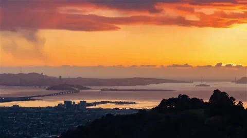 Night Time Lapse looking out over San Fransisco. Stock Footage 145355836
