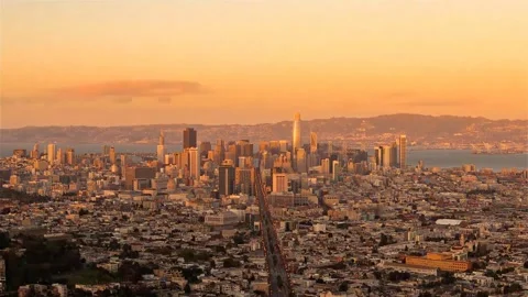 Night Time Lapse looking out over San Fransisco Stock Footage 145355847