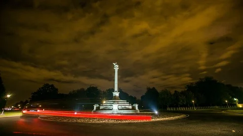 Night Time Lapse of monument in Phoenix Park, Dublin, Ireland Stock Footage 88274386