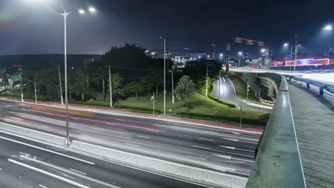 Night time lapse of motion traffic Stock Footage 154723583