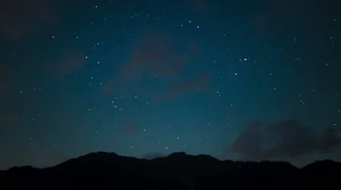 Night time lapse with mountain landscape and falling stars 스톡 동영상 53676688