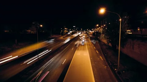 Night Time Lapse in Paris Ring Road (Loop) Stock Footage 131115871