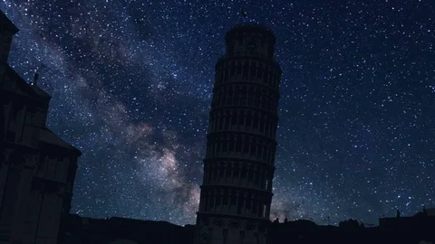 Night time lapse of the Pisa tower, Italy Stock Footage 112223371