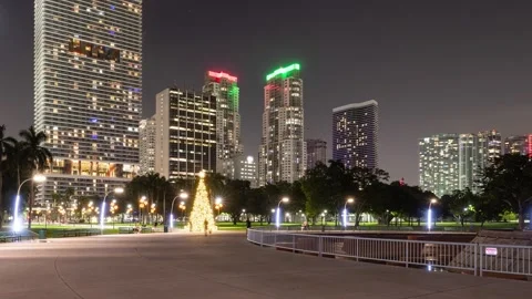 Night time lapse of the skyline of Miami Florida Vidéo 284736347