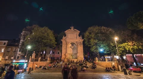 Night time lapse of a small square in Rome Stock-Footage 61953994
