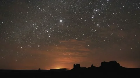 Night time lapse of startrails over Monument Valley Navajo Tribal Park, Arizona. Stock Footage 1020015