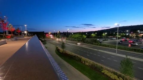Night time lapse on Swansea's Mumbles road. Video stock 194071234