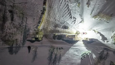Night Time-Lapse Top-Down View of Forestry Harvester Working in Latvian Logging Stock Footage 333315798