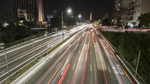 Night Time lapse of Traffic on 23 de Maio Avenue Video stock 157789762