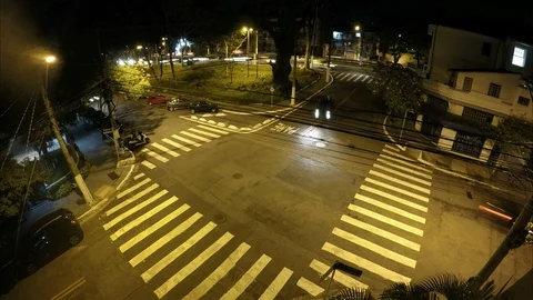 Night time lapse of traffic on cross roads Stock Footage 87213757