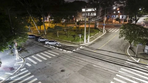 Night time lapse of traffic on cross roads Stock Footage 147638579