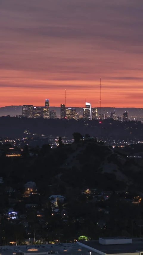 Night time lapse view of downtown Los Angeles Stock Footage 276671106