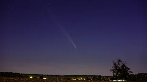 Night time lapse witch Comet C2023 A3 Tsuchinshan-ATLAS Stock Footage 288422995