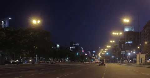 Night time lapse on the world's widest avenue. (4K) Stock Footage 36635345