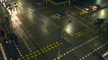 Night Time Led Junction Crossroad Stock Footage 85635252