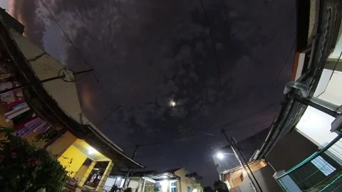 Night time with moon, clouds, and houses moving timelapse Stock-Footage 269493008