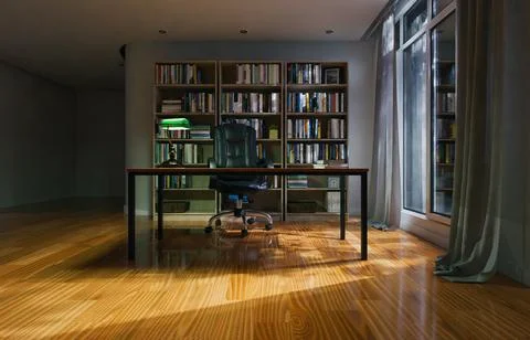 Night time office or study room interior background Stock Photos