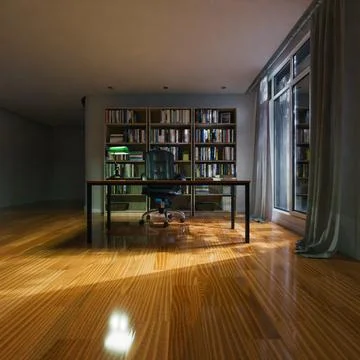 Night time office or study room interior background Stock Photos