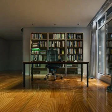 Night time office or study room interior background Stock Photos