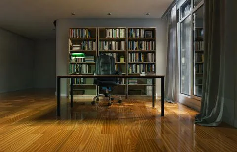 Night time office or study room interior background Stock Photos
