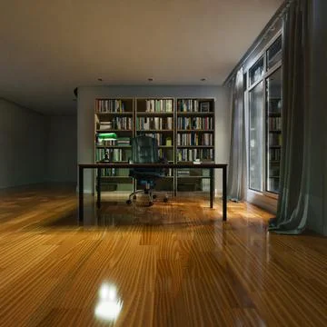 Night time office or study room interior background Stock Photos