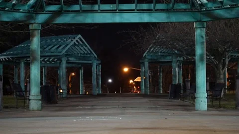 Night Time Park/ Pillars Stock Footage
