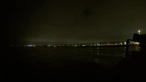 Night time pier light effect in camera 스톡 동영상 35293909