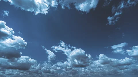 Night time puffy clouds wide angle timelapse Stock Footage 160345633