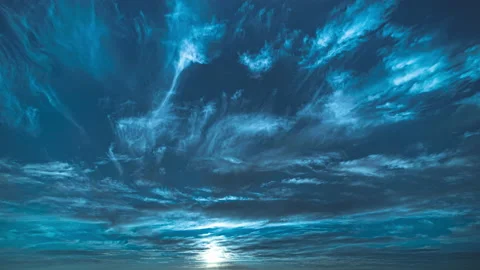 Night time puffy clouds wide angle timelapse Stock Footage 160346978