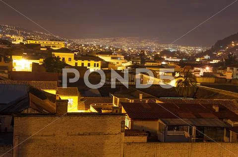 Night Time Quito Ecuador Stock Photos
