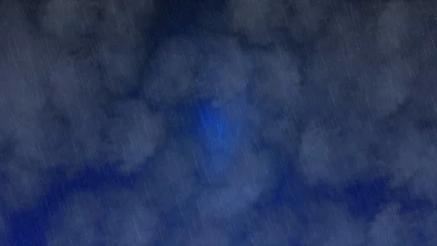 Night time rainy sky, clouds and star animation. Realistic thunderstorm, stor Stock Footage 130055835
