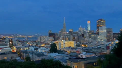 Night time scene of San Francisco Down town in California USA Stock Footage 294551733