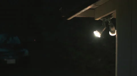 Night Time Security Lights on Home. Stock Footage 63346692
