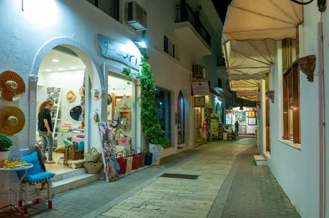 Night time shop Stock Photos