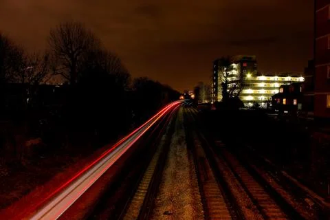 Night time shot of passing train 写真素材
