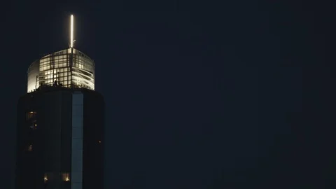 Night time skyscraper close up downtown Stock Footage 118183678