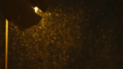 Night time snow concept. Snowflakes, snowfall on winter time. Rain storm, win Stock Footage 172532829