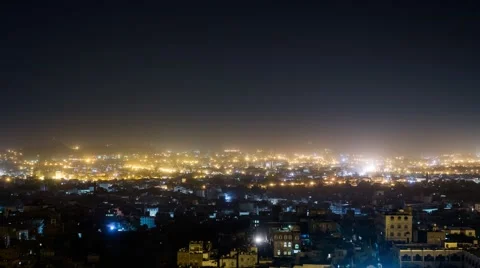 Night time time lapse of Sana'a, Yemen Video stock 61328093