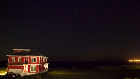 Night time time lapse video shot with Canon 5d Mark 2 in Cape Charles, Va Stock Footage 97838448