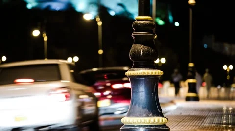 Night-time Timelapse of Mutrah Corniche Sidewalk in Muscat Stock Footage 44722135