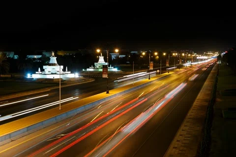 Night-time timelapse of traffic on Sultan Qaboos Road Stock Footage 45196290