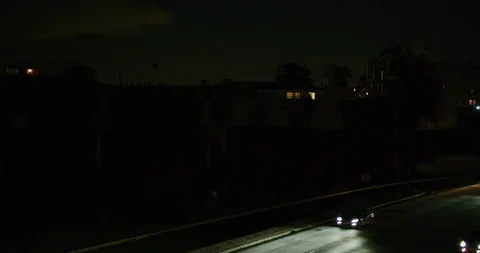 Night time traffic on Highway 101 in Los Angeles, California Stock Footage 115816642