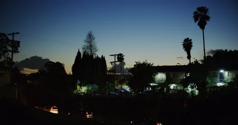 Night time traffic on Highway 101 in Los Angeles, California Stock Footage 116043735