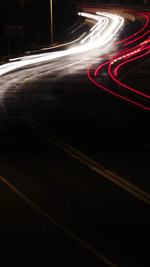 Night time traffic on highway in vertical Stock Footage 290341156