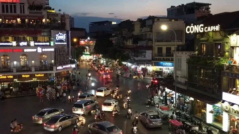 Night time traffic time lapse in Hanoi, Vietnam Stock Footage