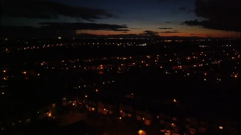 Night Time UK drone shot - High pan right to left Stock Footage 122691719