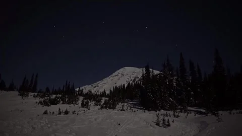 Night time view of Mount Rainier from Skyline Trail, Panorama Point, Mount Raini Stock-Footage 332143681