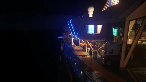 Night time view on the top deck of cruise ship spectrum of the seas from th.. Stock Footage 301202832