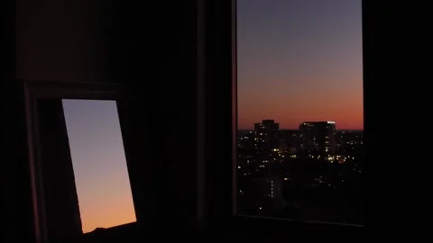 Night time window view of Sydney city pan 4K Stock Footage 247373749